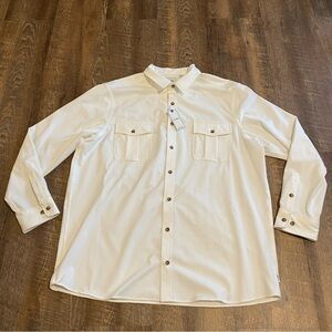 NWT Rowm Men's White Button-Up Shacket Shirt Size 2XT